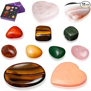 11 piece Natural Healing Crystals Chakra Stones Premium Gift Set NEW